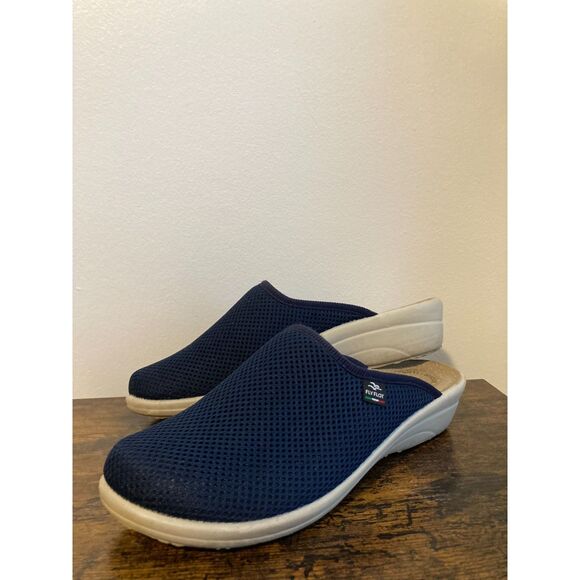 Ladies FLYFLOT Clogs Made in Italy GUC Navy Blue Size 10 - Picture 2 of 5
